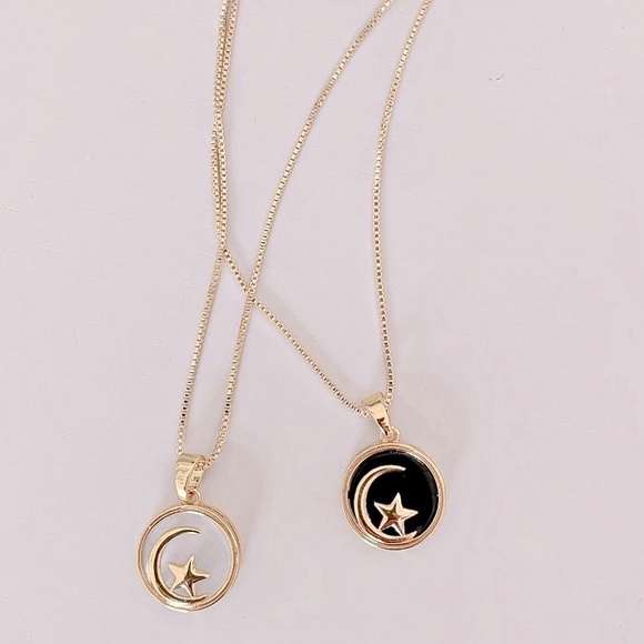 Crescent Moon Star Necklace | 14k Gold Filled - Picture 4 of 7